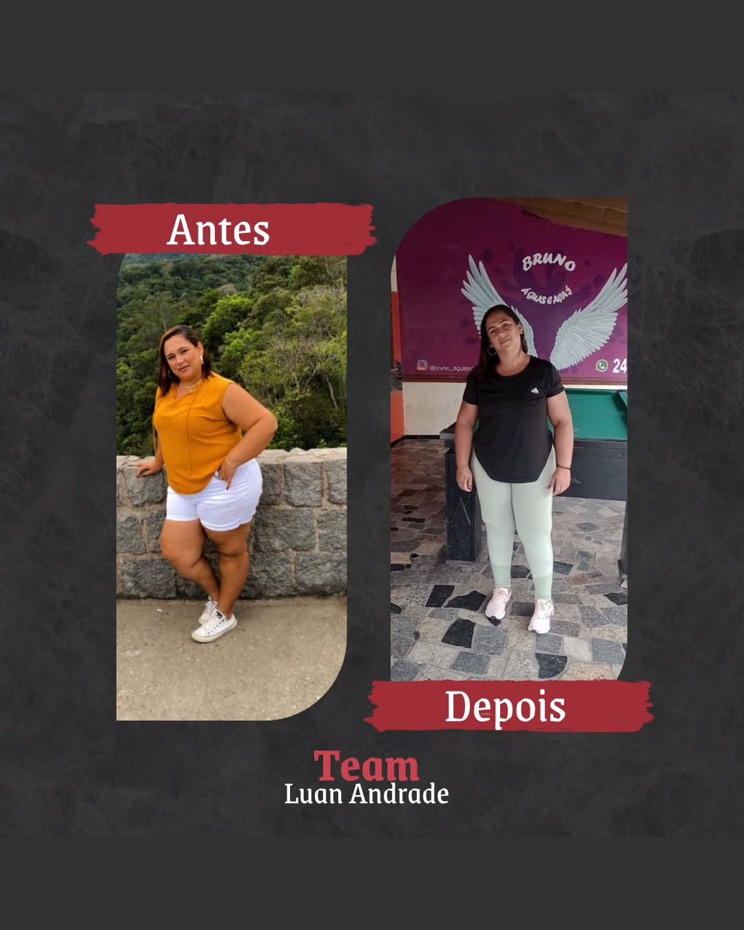 Antes e depois de aluna do Team Luan Andrade